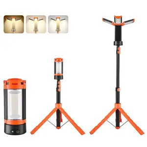 VEVOR LED Work Light with Stand, 13.2Ah, Rechargeable Cordless Camping Light, with 3 Lamp Heads, Detachable Tripod Stand, 2200 Lumens 3000K-6500K Dimmable, Portable Construction Lighting for Job SiteVEVOR Super Brand Day