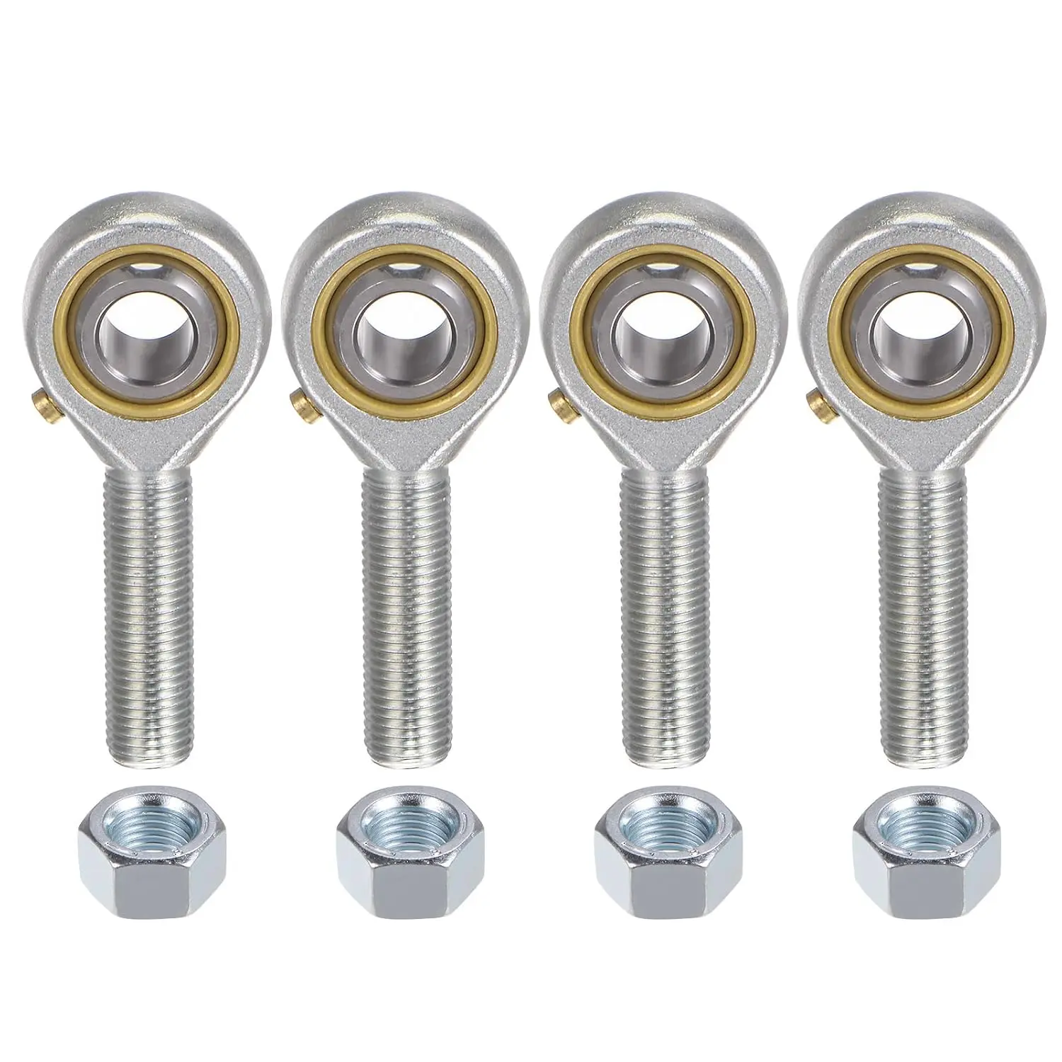 4pcs # 45 Steel Chromium Plated POSB6 Male Rod End Bearings, 3/8" Bore, 3/8-24 Right Hand Thread, Self-Lubricating Joints with Jam Nuts, Engineering Grade for Hydraulic Cylinders, Forging Machine Tools, Versatile Large Load Rating Use