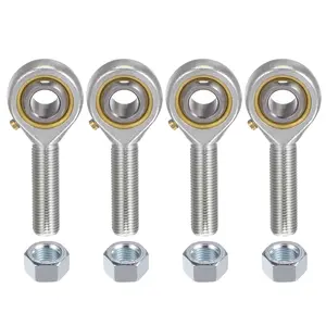 4pcs POSB6 Male Rod End Bearing 3/8 Inch Bore and 3/8-24 Right Hand Thread, Self-Lubricating Joint Rod Ends, Includes Jam Nuts