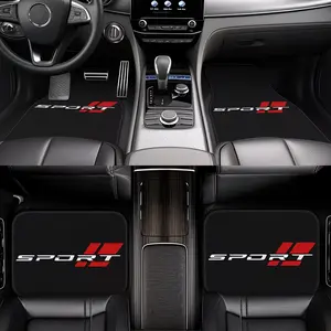 4pcs Car Floor Mats with Letters, Sport Design, Fits Most Vehicles, Polyester Fiber, Interior Protection, Gift or Personal Use, Car Dust Mats