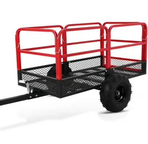 Garvee ATV Trailer Dump Cart, 1500 LBS 22 Cubic Feet Heavy Duty Steel Tow Behind Yard Wagon Garden Dump Cart for Tractor, ATV, UTV, Outdoor Lawn Mower