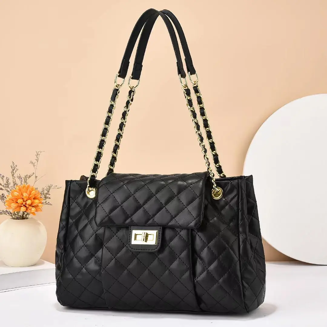 Shirley Women's Fashionable Quilted Crossbody Bag - Vegan PU Leather, Chain Strap Edge, Flap Closure, Crossbody Ease, Small Square Tote Satchel, for Business & Casual Use, Multi-Color Gift Option, Bags for Women
