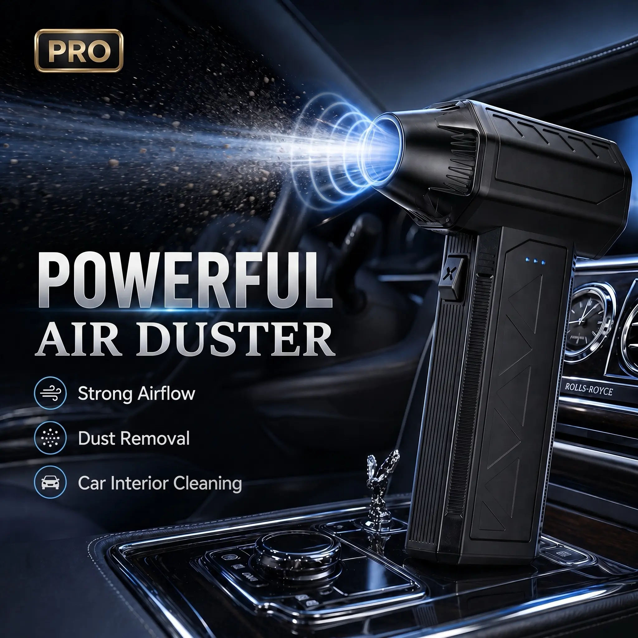 JVSCAM Portable Handheld Air Duster - High-Speed Turbo Jet Fan, Type-C USB Rechargeable Blower, Battery Powered Handheld Blower, for Keyboard & PC Cleaning, Cordless Portable Fan, Battery Powered Blower Handheld