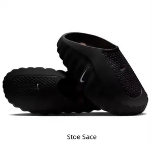 Black Thick-Soled Massage Slides, Orange Spherical Outsole, Breathable Fabric Upper, Pre-Game Recovery Tech Mules