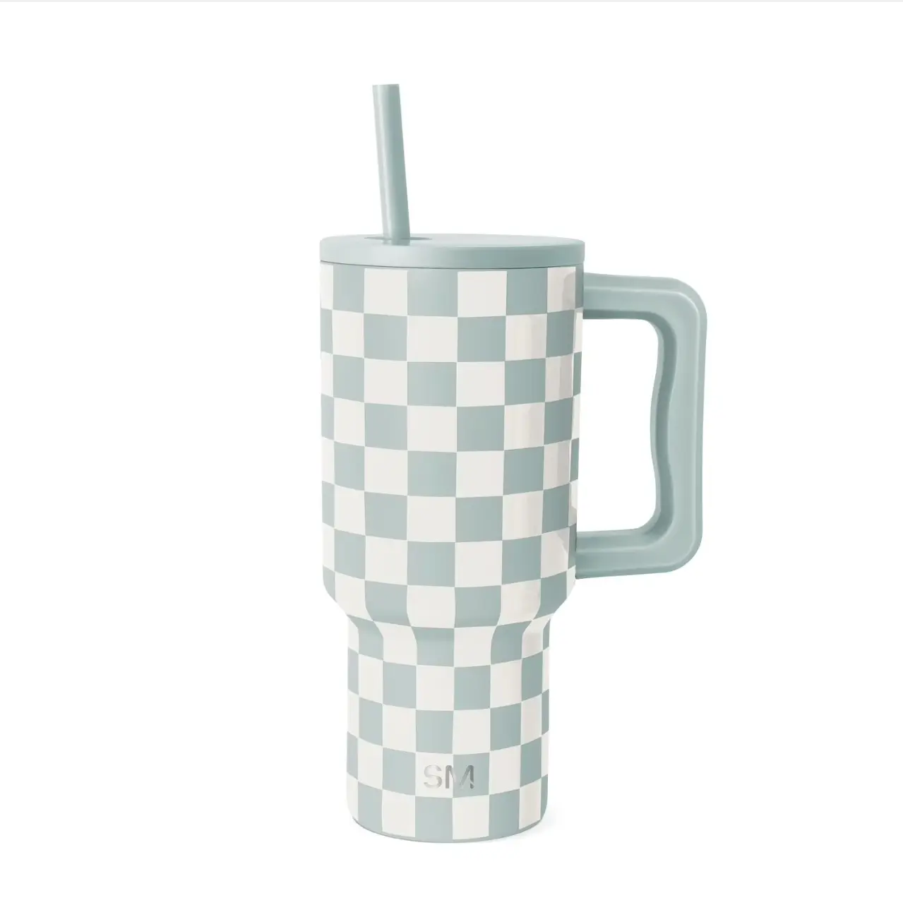 Simple Modern 30 fl oz Insulated Stainless Steel Trek Tumbler with Straw Lid  Seaglass Sage and Cream Checkmate