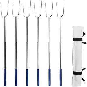 32" Heavy Duty Hot  Roasting Sticks for Campfire, Smores Sticks for Fire Pit Long, Marshmallows Skewers (6 Pack)