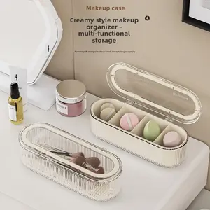 Transparent Lid Makeup Brush Storage Box Dust-proof Premium Dresser Finishing Box Large Capacity Puff Beauty Box-79