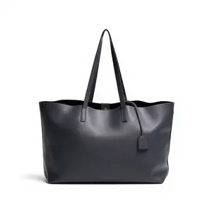 Pre-owned Yves Saint Laurent Calfskin Tote Bags Saint Laurent (YSL) Large East/ West Shopping Tote, Navy