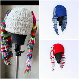 Bunny Scrap Hat - 3 Colorful Designs in White, Blue, and Red with Colorful Ribbons and Ties