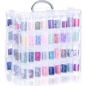 Painting Storage Container, 4-Tier Bead Organizer Box with 200 Slots, Stackable Crafts Organizers for DIY  Art Accessories Craft  Bead Storage