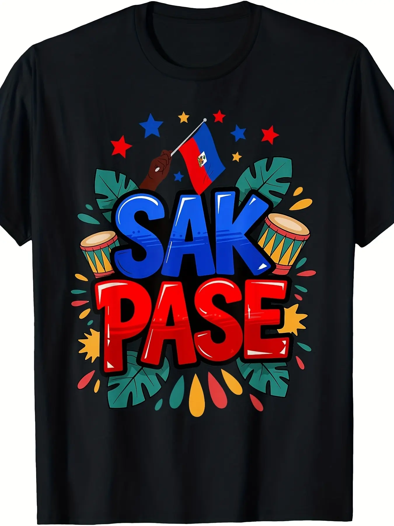 Sak Pase Haitian Creole Pride Haitian Flag Traditional T-Shirt, Unisex, 2025 Summer Short-Sleeve Printed T-Shirt