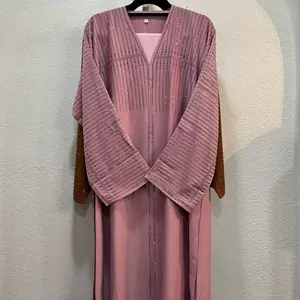 Dubai Abaya - Normal Style Dress with Unique Design Features & Elegant Striped Pattern