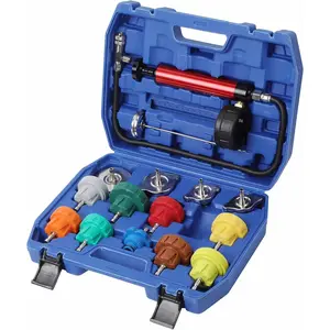 Coolant Pressure Tester Kit, Radiator Pump Pressure Tester with Vacuum Pump Vacuum Purge & Refill Tool, Automotive Cooling System Water Tank Leak Detection Tool (15 PCS)