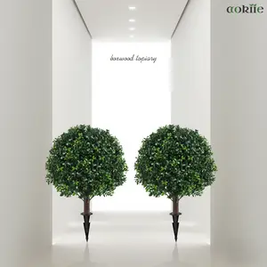 Artificial Boxwood Topiary Ball Bush – Set of 2 Faux 22" Flower Balls with Ground Spike – UV Resistant & Lifelike Greenery for Wedding, Patio, Home, Party Decor – Indoor/Outdoor Use Decoration Plants Decoration Decorative