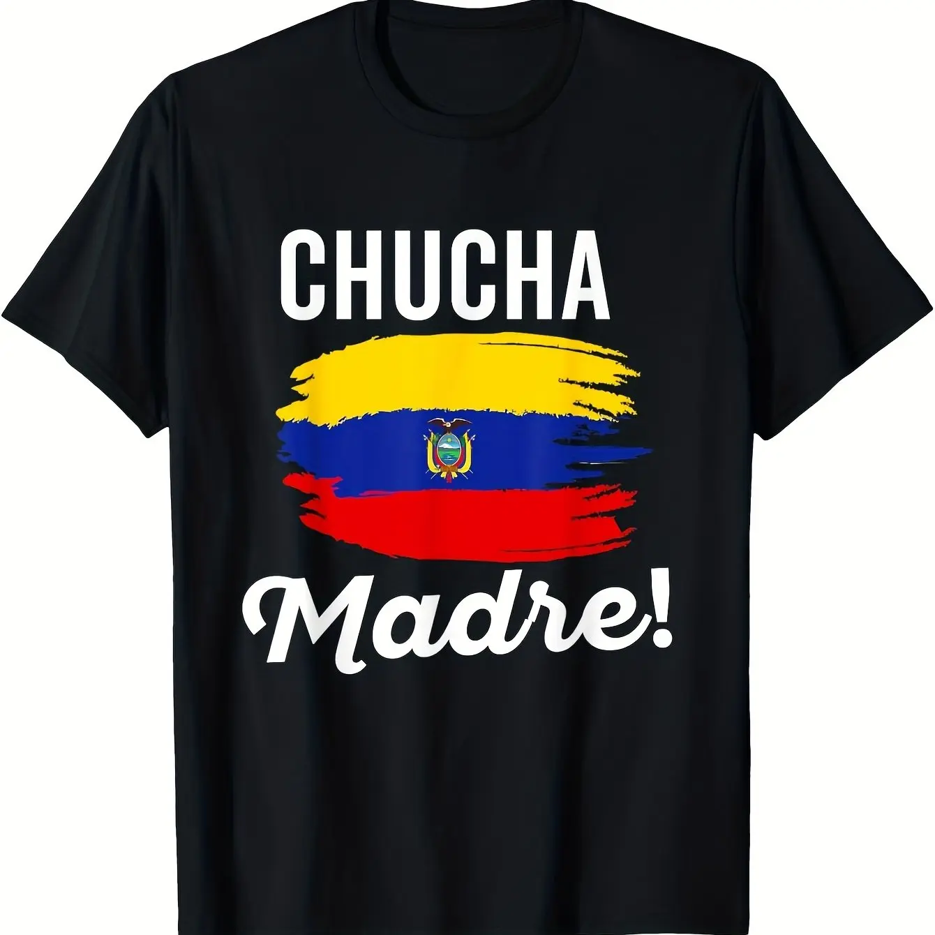 Men's Graphic Tshirt with Ecuadorian Flag, Short Sleeve 180g Cotton Streetwear, Loose-fitting Casual Sports Tops