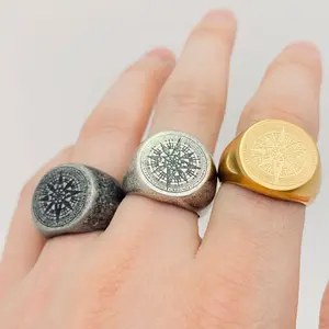 Men's Jewelry Stainless Steel Compass Ring