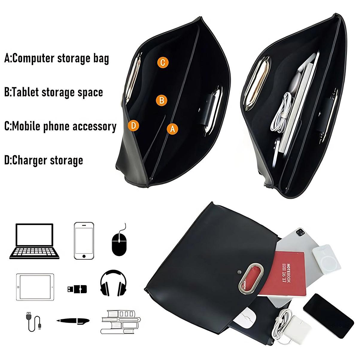 2PCS Laptop Bag for Women,Waterproof PU Leather 14-16In for Laptops and iPad Cases,Work Tote Bag Briefcase for Work Travel