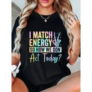 "I Absorb Energy, so How Should We Act Today?" T-shirt, 100% Pure Cotton Round-neck Casual Shirt, Couple T-shirt, Suitable for Giving to Boyfriends, Girlfriends, Husbands, Wives T-shirt