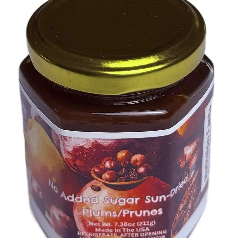 No Added Sugar California Sun-Dried Plums Prunes Jam Natural Fruit Spread 8 oz Jars No Added Sugar California Sun-Dried Plums Prunes Jam Natural Fruit Spread 8 oz Jars