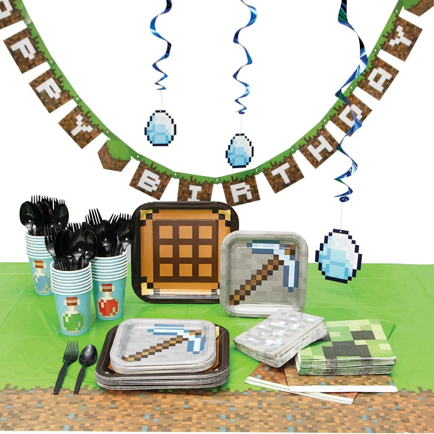 190 Pc. Minecraft Tableware Kit for 24 Guests