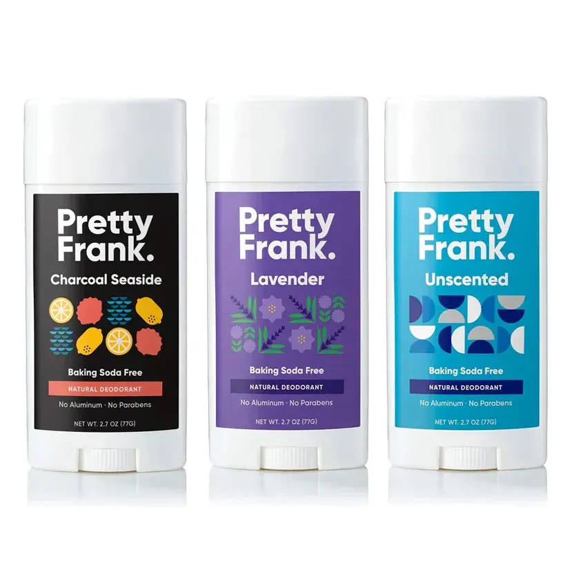 Pretty Frank Natural Aluminum-Free & Baking-Soda Free Deodorant Sticks (3-Pack)