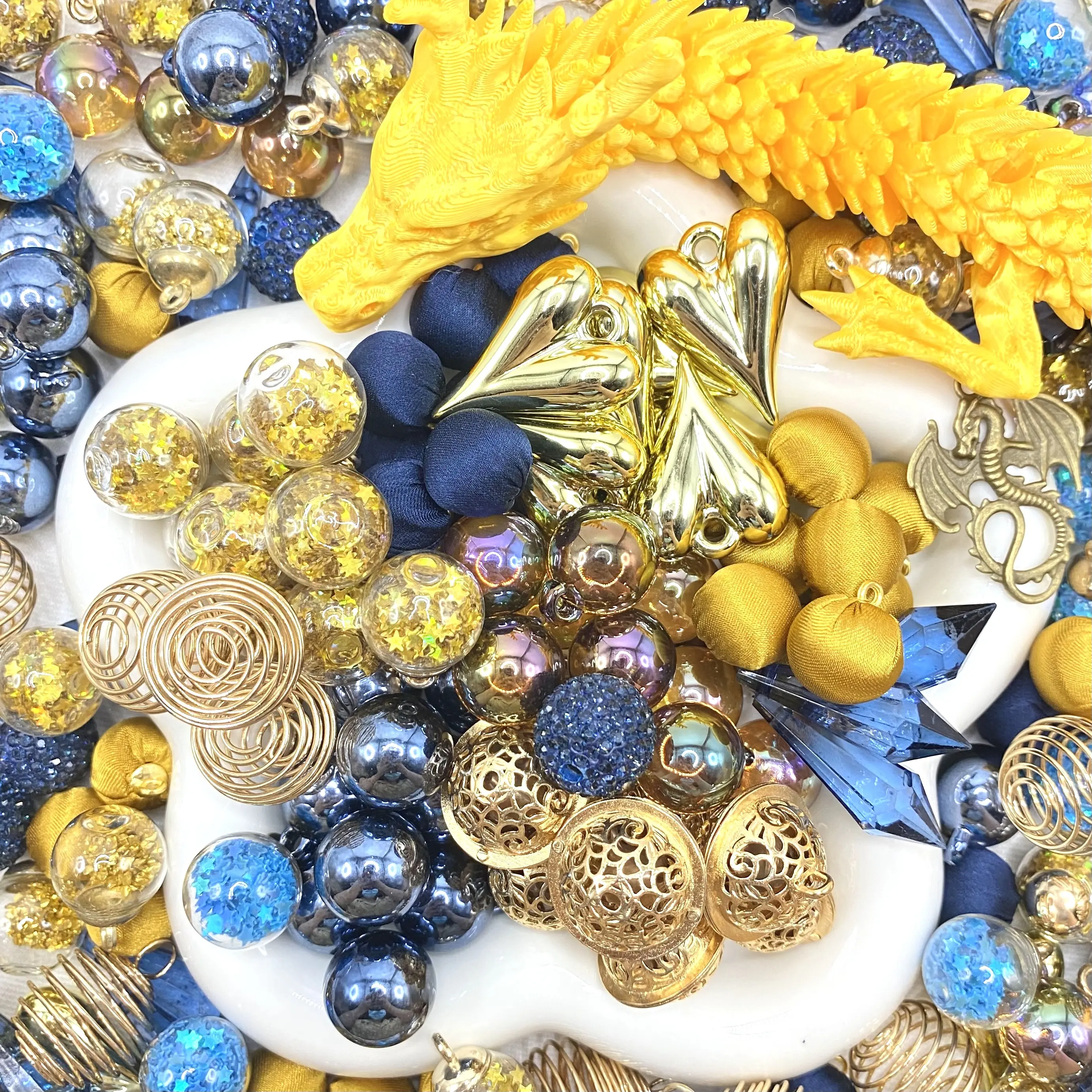 【Buy One Get One Equal Volume For Free】Golden Dragon -  Beads Mix for hanging Ornaments – 16mm Beads with Hook