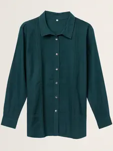 Long Sleeve Guayabera-style shirt with pleats