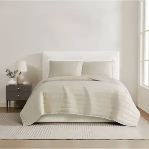 Christian Siriano 3pc Full/Queen Cotton Sateen Quilt Set Khaki