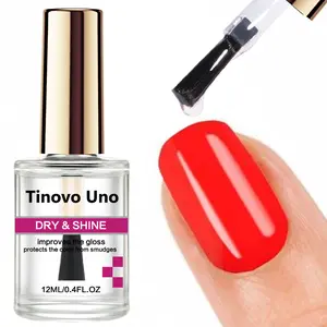 Tinovo Uno “DRY & SHINE”-12ml Transparent Gel Nail Strengthener, Powerfully Improves Brittle Nails, Enhances Shine, Alcohol-Free Formula Enriched with Keratin, A Must-Have for Frequent Nail Art Enthusiasts, Nail Care Liquid