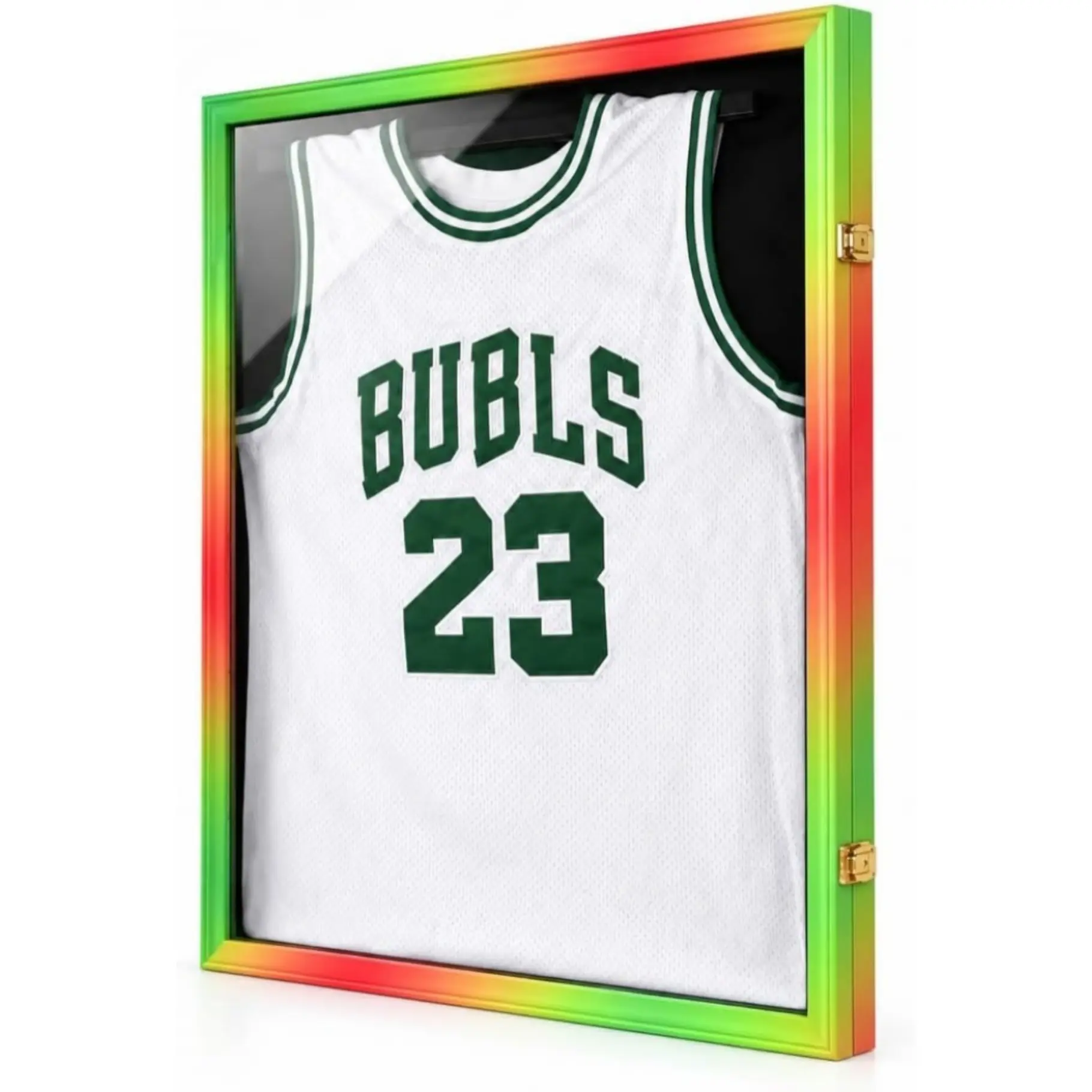 Large Jersey Frame Display Case, Colorful Jersey Shadow Box Wall mounted, UV protection, lockable shadow box; fits football, baseball, basketball, hockey and soccer jerseys