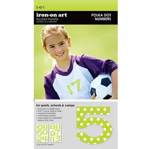 9-239 Green Polka Dot Print Numbers - 2.75 inch Green Polka Dot Print Number Iron-on