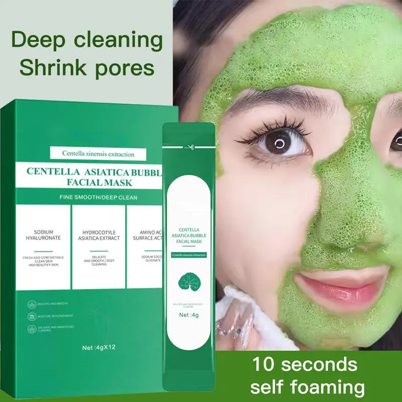 Foam Sheet Mask with Centella Asiatica - Deep Cleansing Skin Care Mask & Clogged Pores Solution for Oil Control, At-Home Facial (12 Sheets), Blackhead Extraction, Facial Skin, Foam Mask