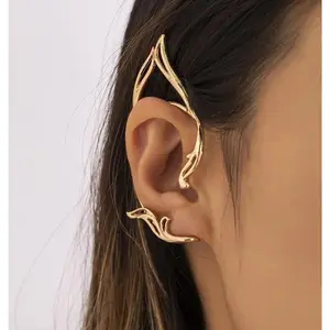Fairy Ear Cuff Earring for Women Simple Hollow Cat Ears Outline Elf Ear Clip Creative Single No Piercing Earrings Party