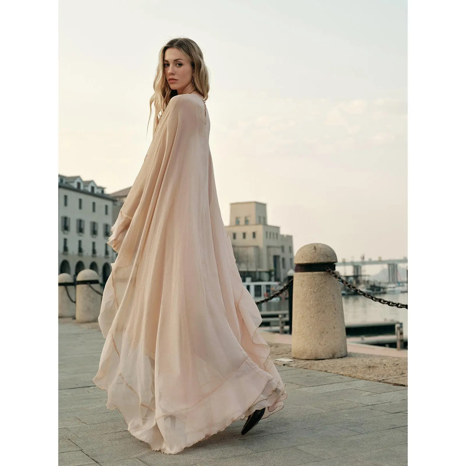 white christmas dresses Column Crepe Dress with Scarf Brown / US 16 main image 1