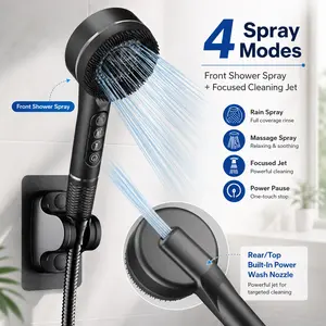 Handheld Shower Head 4 Modes | High Pressure Jet Clean + Scalp Massage Design | Single or Set Available