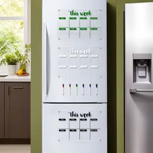 Transparent Acrylic Magnetic Refrigerator Weekly Planner Board, Erasable Schedule Organizer, Home Memo Board with Multicolor Pens, Includes 6 Magnetic Whiteboard Pens