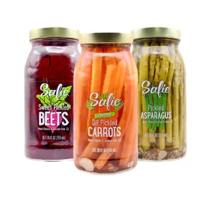 Safie's Variety 3-Pack 26 oz. Crispy Dill Pickled Carrots, Pickled Asparagus & Sweet Pickled Beets Natural Gourmet