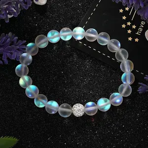 8mm Angel Aura Quartz Bracelet  Iridescent Rainbow Crystal | Spiritual Healing Jewelry | Stretch Bracelet for Calm & Good Vibes  Aurora Crystals