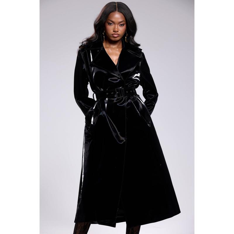 ONYX LIQUID VELVET TRENCH