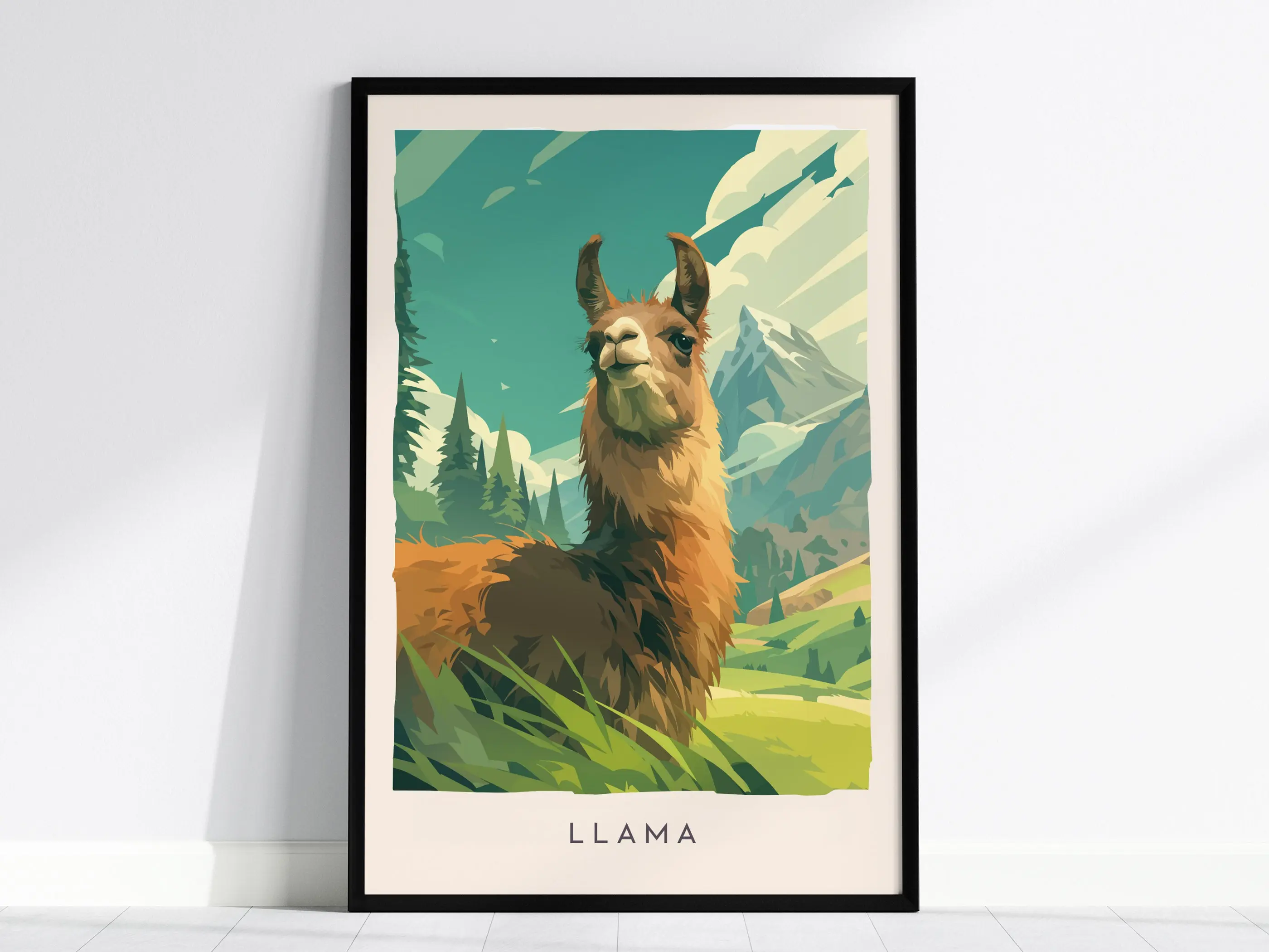 Llama Wildlife Poster | Majestic Andes Mountain Spirit Wall Art