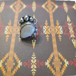 Elk Ivory Sterling Silver Size 7 Ring with Decorative Elements and Unique Design