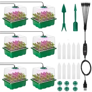 6-Piece Seedling Tray Set with Growth Light, 72-Hole Adjustable Humidity and Temperature Control, Mini Greenhouse, Hydroponic Kit, Indoor/outdoor Gardening
