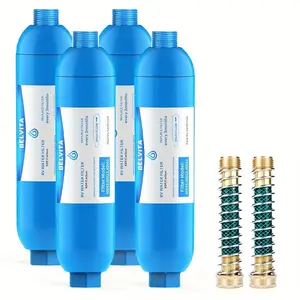RV Inline Water Filter with Flexible Hose Protector, Reduces Chlorine, Bad Taste, Odor for RVs and Marines Marine (4 Pack)