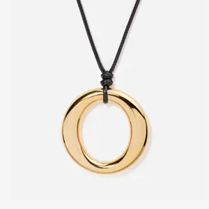 Dome Centerpiece Cord Pendant Necklace
