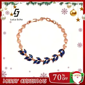 LuLuEcho Rose Gold Plated Sapphire/ Synthetic Moissanite Olive Leaves Bracelets For Women Elegant Jewelry Gift for Friends