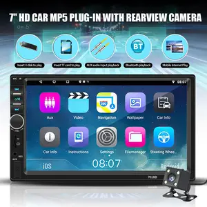 7 inch Car Player Stereo Double Din Radio ,Double Din Car Stereo 7” Touch Screen Car Radio with Backup Camera, Multimedia Car Audio Support Mirror Link,Bluetooth Caller ID,FM/MP3/MP4/USB,Aux Input Car Audio Receivers