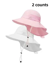 2-Pack Baby Sun Hat, Adjustable Beach Hat for Kids, Wide Brim Bucket Hat for Boys and Girls, Summer Essential for All Ages