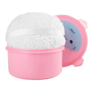 Extra Soft Powder Puff, 6" x 3" Large Body Powder Applicator, Dusting Powder Puffs with Loose Powder Container for Women (White)