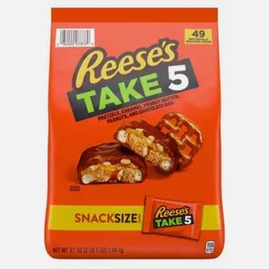 Reese's Take 5 Dessert Candy Bars, Snack Size, Chocolate-Peanut Butter-Pretzel Flavor, 37 Count