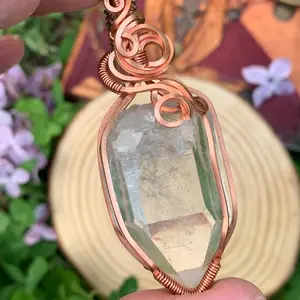 Crystal Quartz and Copper wire wrapped pendant